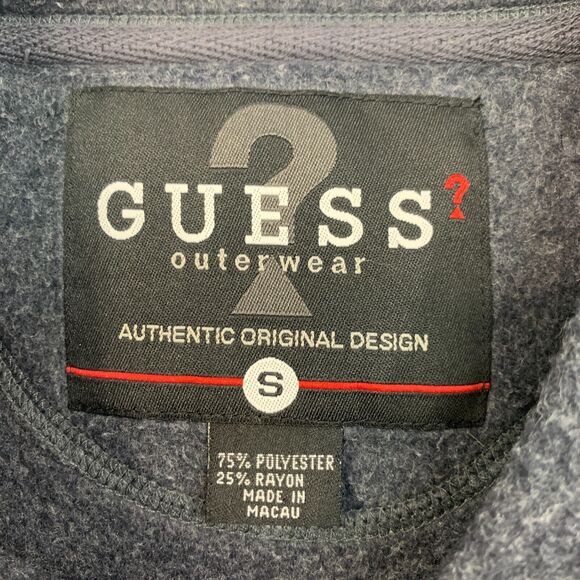 Vintage Guess Sweater Mens S Small Chalkboard V Neck Fuzzy Rayon Blend 90s - Picture 5 of 12